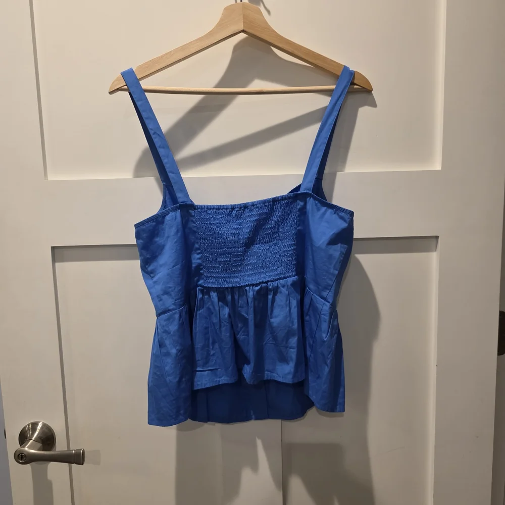 J.CREW Womens Tie-Front Button-Up Top Straps Peplum Poplin 14 Coquette Soft Girl